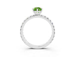 Pear Cut Peridot Pavé Solitaire Ring in Silver with Round Pavé Band and Prong Setting_3