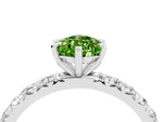 Pear Cut Peridot Pavé Solitaire Ring in Silver with Round Pavé Band and Prong Setting_4