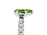 Pear Cut Peridot Pavé Solitaire Ring in Silver with Round Pavé Band and Prong Setting_5