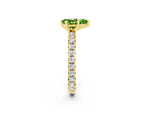 Pear Cut Peridot Pavé Solitaire Ring in Yellow gold with Round Pavé Band and Prong Setting_2
