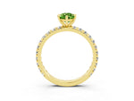Pear Cut Peridot Pavé Solitaire Ring in Yellow gold with Round Pavé Band and Prong Setting_3