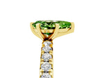 Pear Cut Peridot Pavé Solitaire Ring in Yellow gold with Round Pavé Band and Prong Setting_5