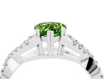 Pear Cut Peridot Solitaire Ring in Platinum with Interwoven Pavé Band and Prong Setting_10