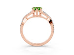 Pear Cut Peridot Solitaire Ring in Rose gold with Interwoven Pavé Band and Prong Setting_3
