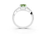 Pear Cut Peridot Solitaire Ring in White gold with Interwoven Pavé Band and Prong Setting_3
