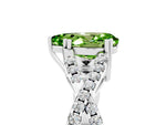 Pear Cut Peridot Solitaire Ring in White gold with Interwoven Pavé Band and Prong Setting_5