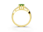 Pear Cut Peridot Solitaire Ring in Yellow gold with Interwoven Pavé Band and Prong Setting_3