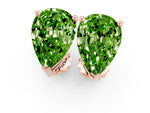 Pear Cut Peridot Stud Earrings in Rose gold with Basket Setting_1