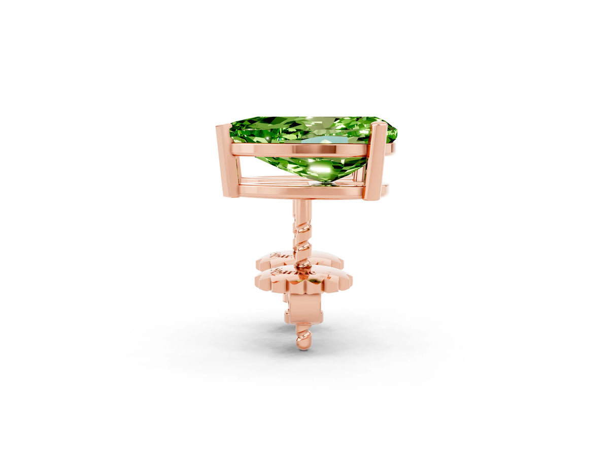 Pear Cut Peridot Stud Earrings in Rose gold with Basket Setting_2
