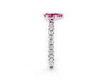 Pear Cut Pink Sapphire Pavé Solitaire Ring in Silver with Round Pavé Band and Prong Setting_2
