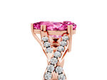 Pear Cut Pink Sapphire Solitaire Ring in Rose gold with Interwoven Pavé Band and Prong Setting_5