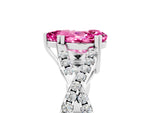 Pear Cut Pink Sapphire Solitaire Ring in Silver with Interwoven Pavé Band and Prong Setting_11