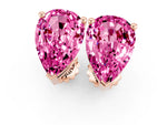 Pear Cut Pink Sapphire Stud Earrings in Rose gold with Basket Setting_1