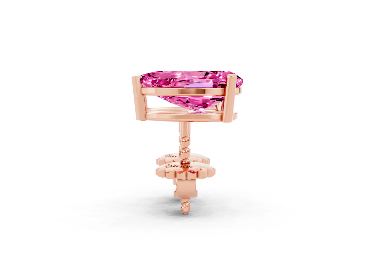 Pear Cut Pink Sapphire Stud Earrings in Rose gold with Basket Setting_2