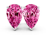 Pear Cut Pink Sapphire Stud Earrings in White gold with Basket Setting
