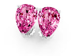 Pear Cut Pink Sapphire Stud Earrings in White gold with Basket Setting_1