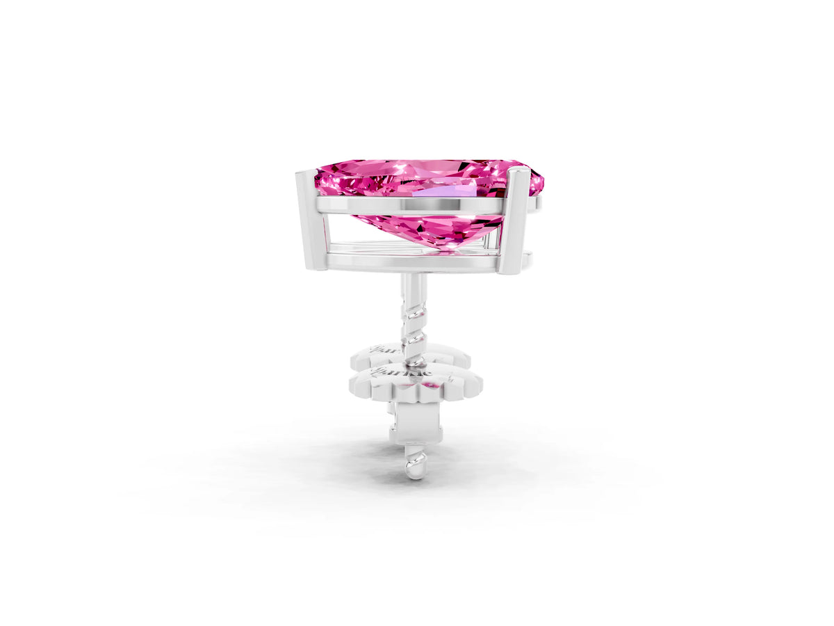 Pear Cut Pink Sapphire Stud Earrings in White gold with Basket Setting_2