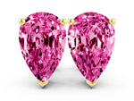 Pear Cut Pink Sapphire Stud Earrings in Yellow gold with Basket Setting