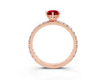 Pear Cut Ruby Pavé Solitaire Ring in Rose gold with Round Pavé Band and Prong Setting_3
