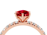 Pear Cut Ruby Pavé Solitaire Ring in Rose gold with Round Pavé Band and Prong Setting_4