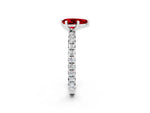 Pear Cut Ruby Pavé Solitaire Ring in Silver with Round Pavé Band and Prong Setting_2
