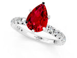 Pear Cut Ruby Pavé Solitaire Ring in White gold with Round Pavé Band and Prong Setting_1