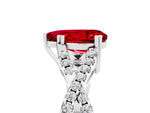 Pear Cut Ruby Solitaire Ring in Platinum with Interwoven Pavé Band and Prong Setting_11