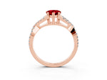 Pear Cut Ruby Solitaire Ring in Rose gold with Interwoven Pavé Band and Prong Setting_3