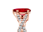 Pear Cut Ruby Solitaire Ring in Rose gold with Interwoven Pavé Band and Prong Setting_5
