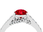 Pear Cut Ruby Solitaire Ring in Silver with Crossover Gallery and Round Pavé Band_4
