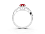 Pear Cut Ruby Solitaire Ring in White gold with Interwoven Pavé Band and Prong Setting_3