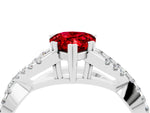 Pear Cut Ruby Solitaire Ring in White gold with Interwoven Pavé Band and Prong Setting_4