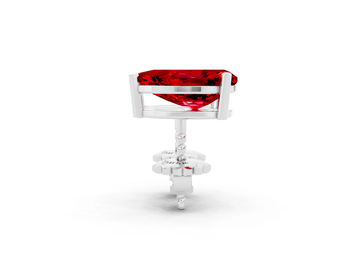 Pear Cut Ruby Stud Earrings in White gold with Basket Setting_2