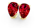 Pear Cut Ruby Stud Earrings in Yellow gold with Basket Setting_1