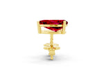 Pear Cut Ruby Stud Earrings in Yellow gold with Basket Setting_2