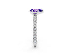 Pear Cut Tanzanite Pavé Solitaire Ring in Silver with Round Pavé Band and Prong Setting_2