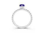 Pear Cut Tanzanite Pavé Solitaire Ring in Silver with Round Pavé Band and Prong Setting_3