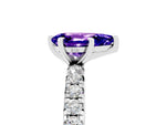 Pear Cut Tanzanite Pavé Solitaire Ring in Silver with Round Pavé Band and Prong Setting_5