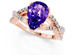 Pear Cut Tanzanite Solitaire Ring in Rose gold with Interwoven Pavé Band and Prong Setting_1