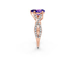 Pear Cut Tanzanite Solitaire Ring in Rose gold with Interwoven Pavé Band and Prong Setting_2
