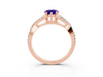 Pear Cut Tanzanite Solitaire Ring in Rose gold with Interwoven Pavé Band and Prong Setting_3