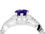 Pear Cut Tanzanite Solitaire Ring in White gold with Interwoven Pavé Band and Prong Setting_4