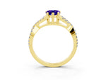 Pear Cut Tanzanite Solitaire Ring in Yellow gold with Interwoven Pavé Band and Prong Setting_3