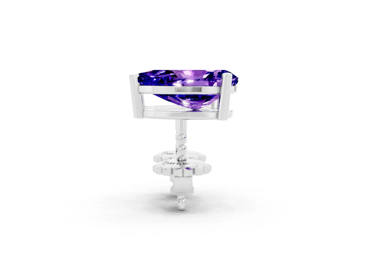 Pear Cut Tanzanite Stud Earrings in White gold with Basket Setting_2