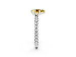 Pear Cut Yellow Sapphire Pavé Solitaire Ring in Platinum with Round Pavé Band and Prong Setting_2