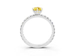 Pear Cut Yellow Sapphire Pavé Solitaire Ring in Platinum with Round Pavé Band and Prong Setting_3