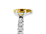 Pear Cut Yellow Sapphire Pavé Solitaire Ring in Platinum with Round Pavé Band and Prong Setting_5