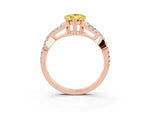 Pear Cut Yellow Sapphire Solitaire Ring in Rose gold with Interwoven Pavé Band and Prong Setting_3
