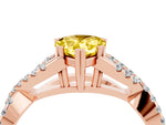 Pear Cut Yellow Sapphire Solitaire Ring in Rose gold with Interwoven Pavé Band and Prong Setting_4