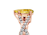 Pear Cut Yellow Sapphire Solitaire Ring in Rose gold with Interwoven Pavé Band and Prong Setting_5